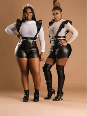 No Faking Faux Leather Shorts Black