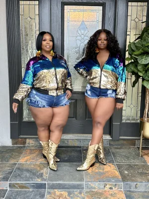 Mardi Gras Color Block Sequin Jacket