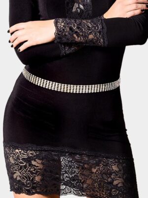 5 Row Rhinestone Pave Chain Belt
