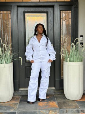 New Wave Cargo Jumpsuit White