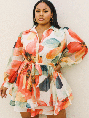 Petal Whirl Dress White