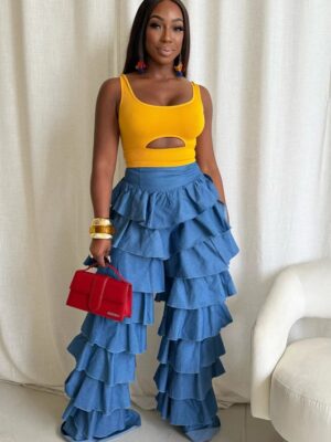 Ripple Effect Denim Pants