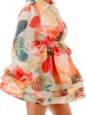 Petal Whirl Dress White