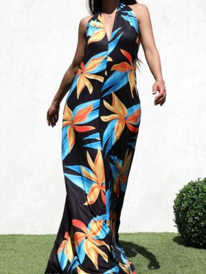 Island Blaze Halter Maxi
