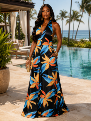 Island Blaze Halter Maxi