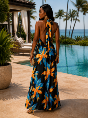 Island Blaze Halter Maxi