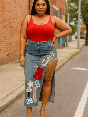 Varsity Edge Denim Skirt