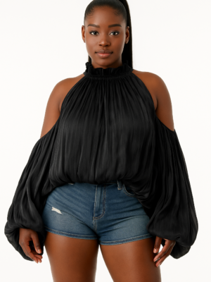 Cloud Whisper Chiffon Top Black