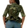 Camouflage Chic with Ruffled Elegance