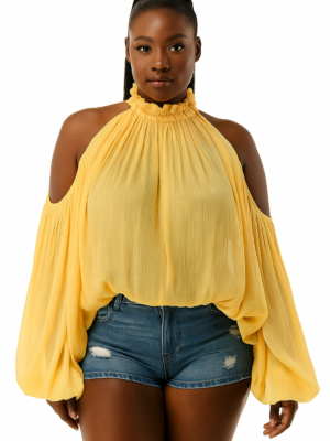 Cloud Whisper Chiffon Top Yellow