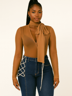 Midnight Allure Mesh Top Camel
