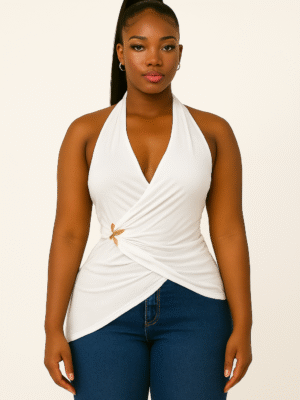 Siren Wrap Halter Top White