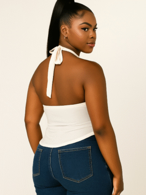 Siren Wrap Halter Top White