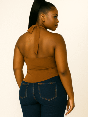 Siren Wrap Halter Top Brown