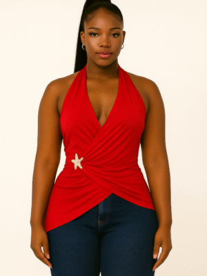 Siren Wrap Halter Top Red