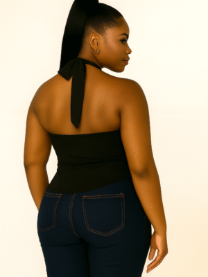 Siren Wrap Halter Top Black