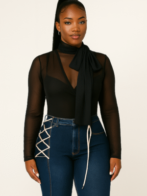 Midnight Allure Mesh Top Black