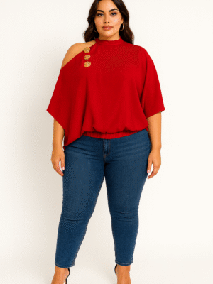 Royale Shoulder Drape Top Red