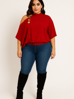 Royale Shoulder Drape Top Red