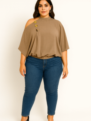 Royale Shoulder Drape Top Mocha