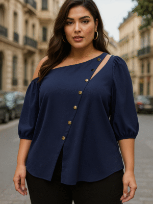 Scarlet Edge Blouse Navy
