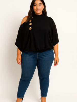 Royale Shoulder Drape Top Black