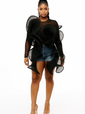 Sculpted Bloom Mesh Top