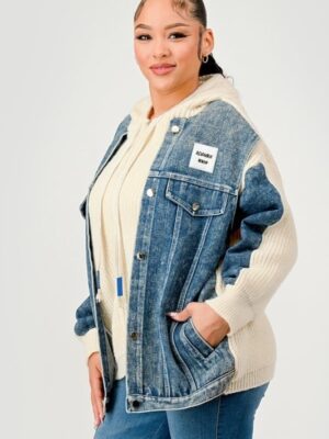 Be Free Hybrid Knit & Denim Utility Jacket