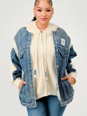 Be Free Hybrid Knit & Denim Utility Jacket