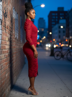 Chic & Sheer Midi Dress Red