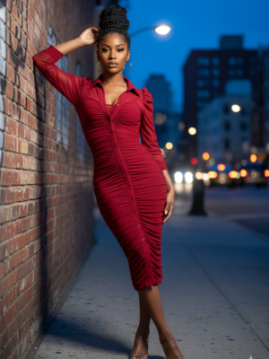 Chic & Sheer Midi Dress Red