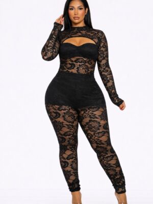 Noir Elegance Lace Set Pc Set