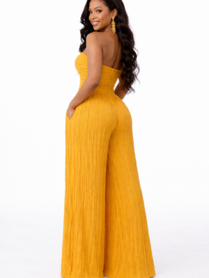 Ivy Allure Textured Jumpsuit Mustard