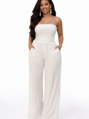 Ivy Allure Textured Jumpsuit White