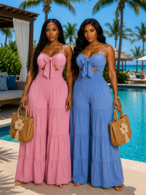 Flirt & Flow Jumpsuit Denim Blue & Pink