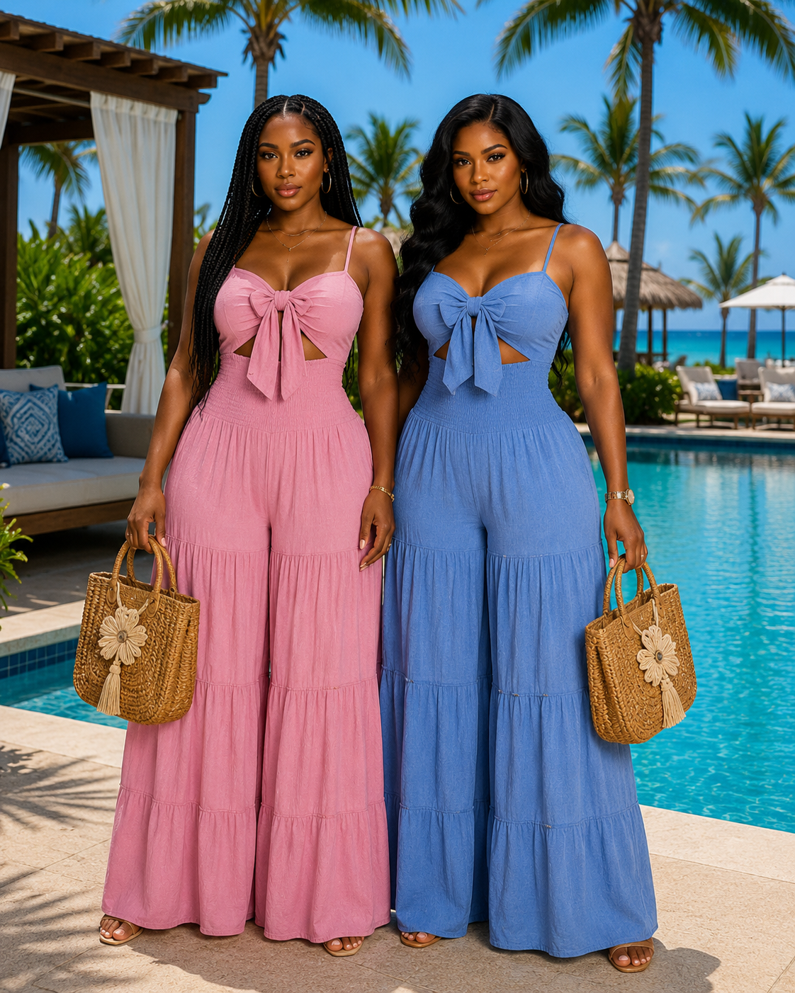 Flirt & Flow Jumpsuit Denim Blue & Pink