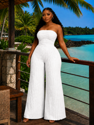 Ivy Allure Textured Jumpsuit White