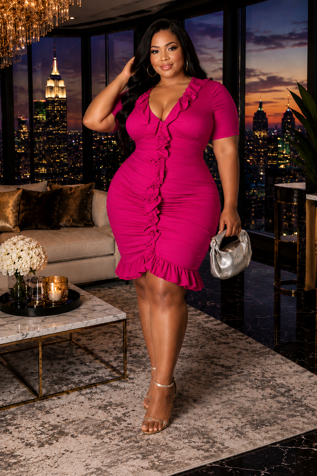 Blush & Bare Mesh Dress Fuchsia