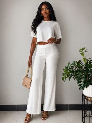 Soft Era Palazzo Pant Set White