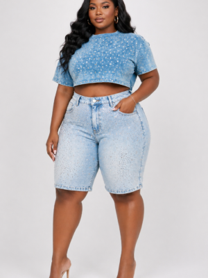 Glow Getter Denim Shorts Light Wash