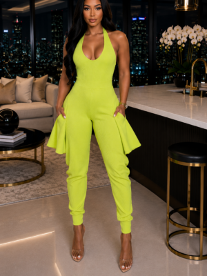 Hailey Harem Jumpsuit Lime