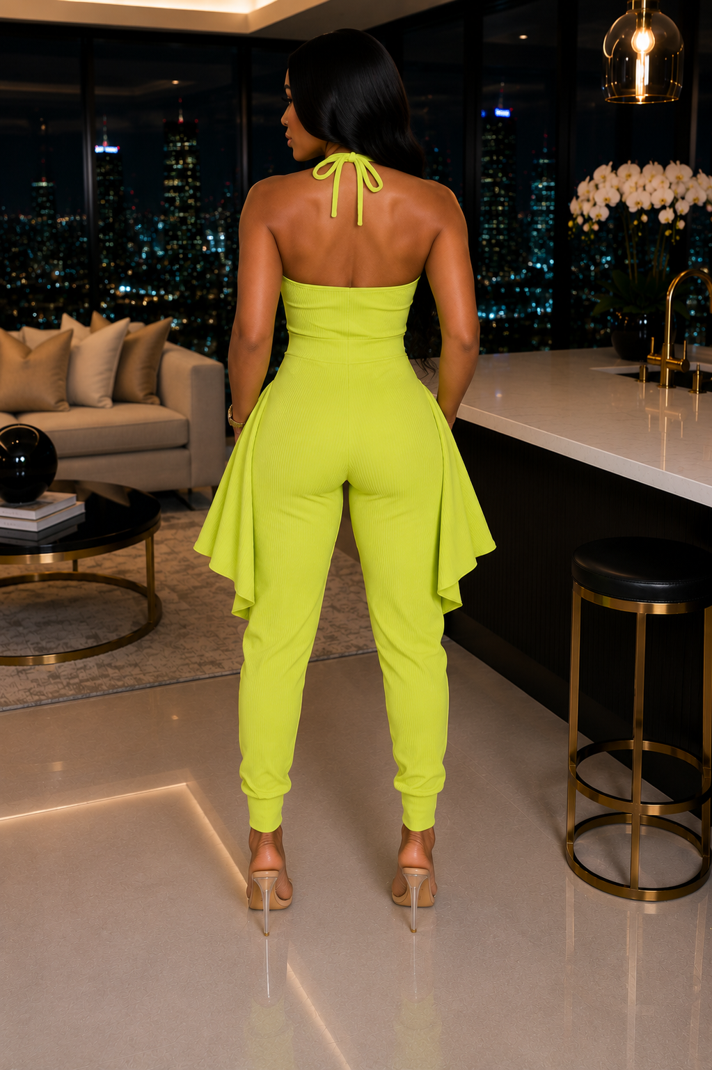 Hailey Harem Jumpsuit Lime - Image 3