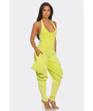 Hailey Harem Jumpsuit Lime