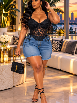 Sheer Obsession Corset Black Curvy