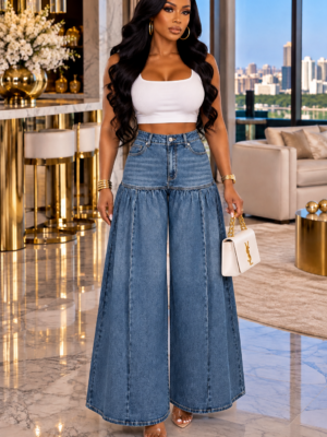 Main Character Palazzo Jeans Medium Wash