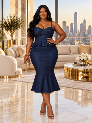 Boss Lady Denim Skirt Set
